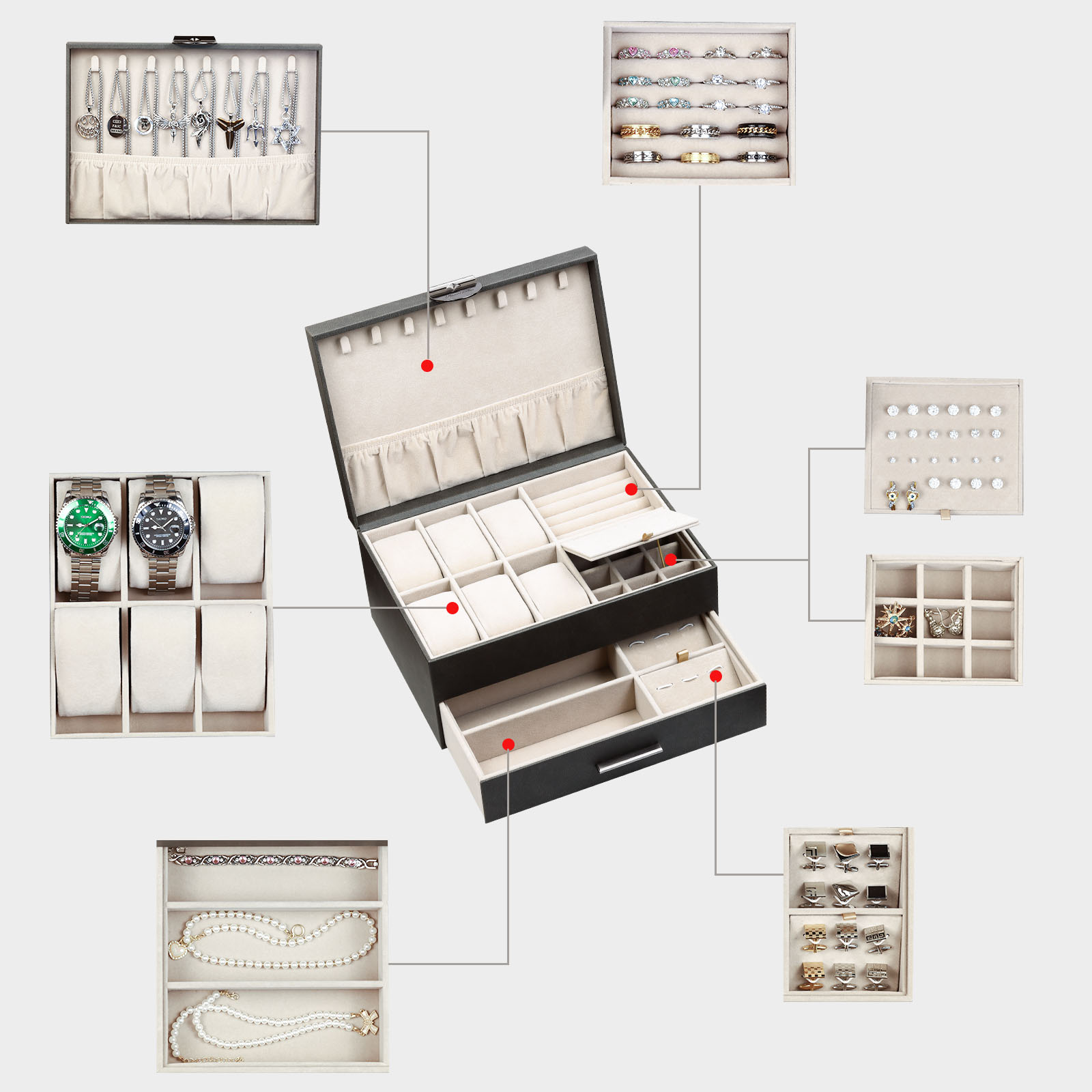  Black double layer storage box