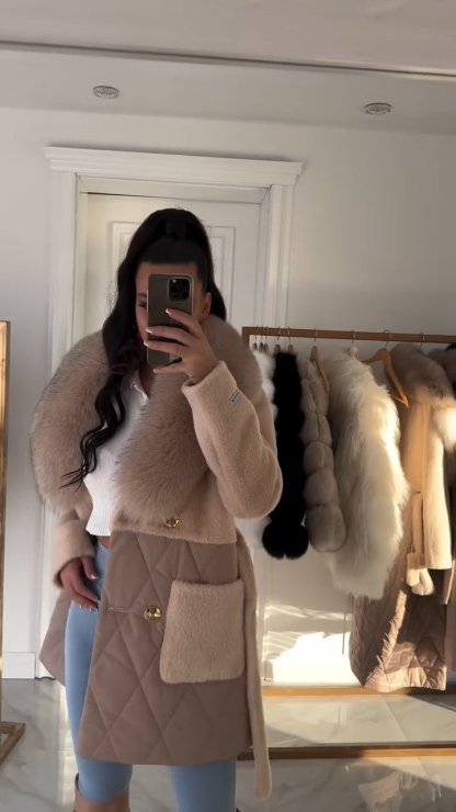 Long and short fur collar trench coats