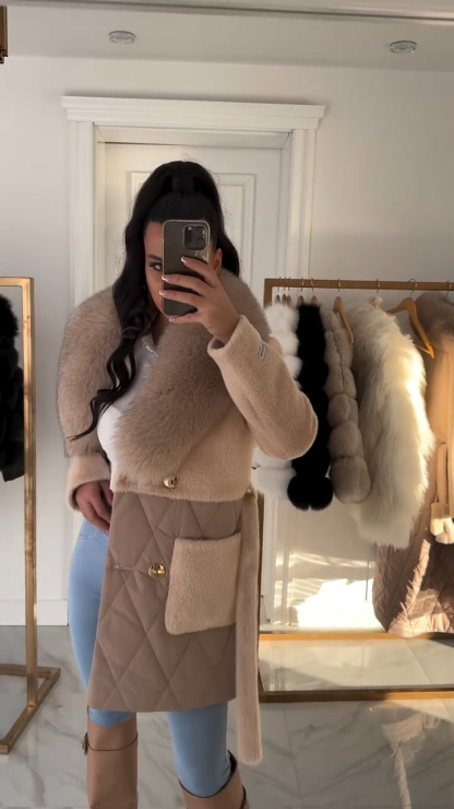 Long and short fur collar trench coats