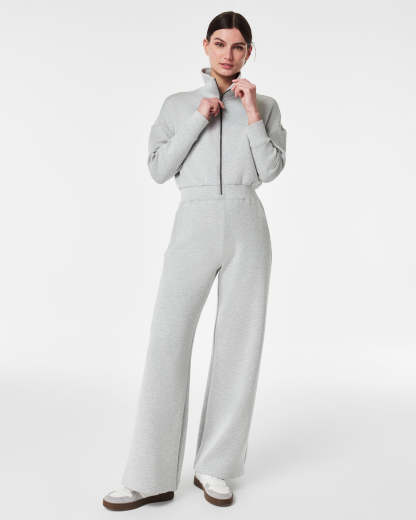 Solid Color Half Zip Jumpsuit