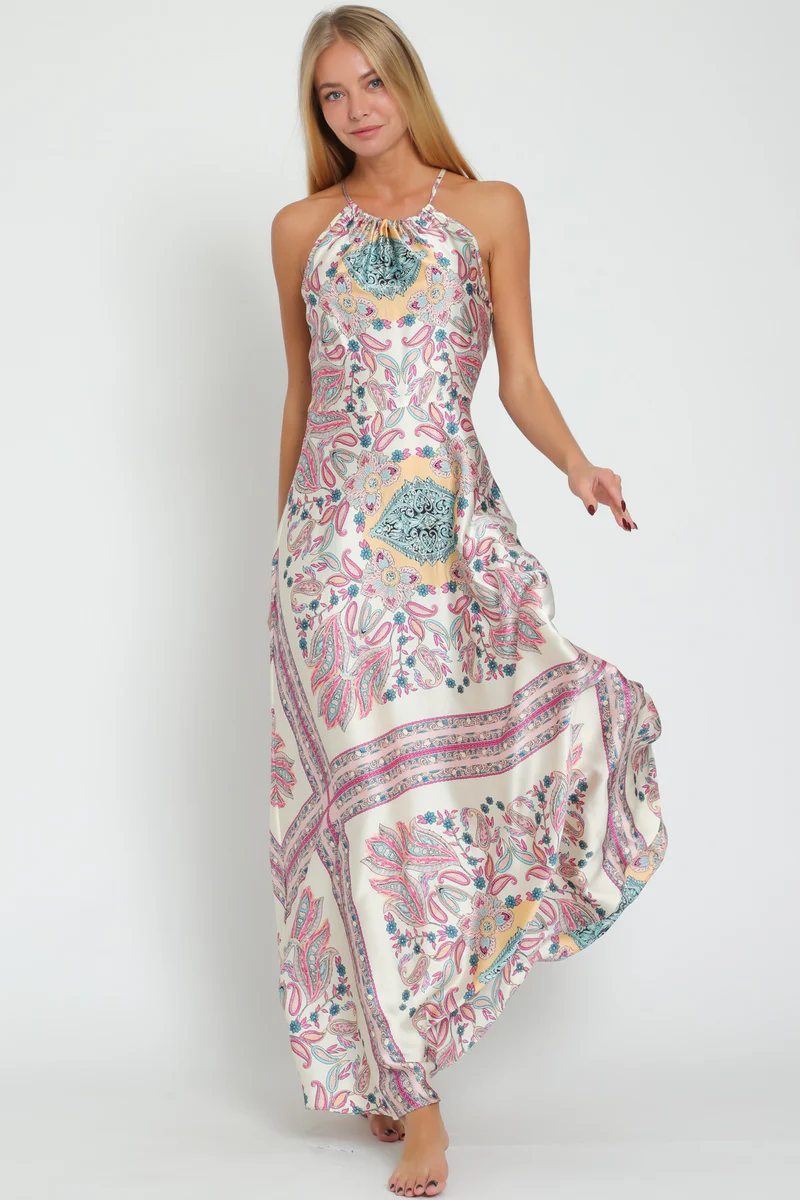 Linen-blend Printed Maxi Dress