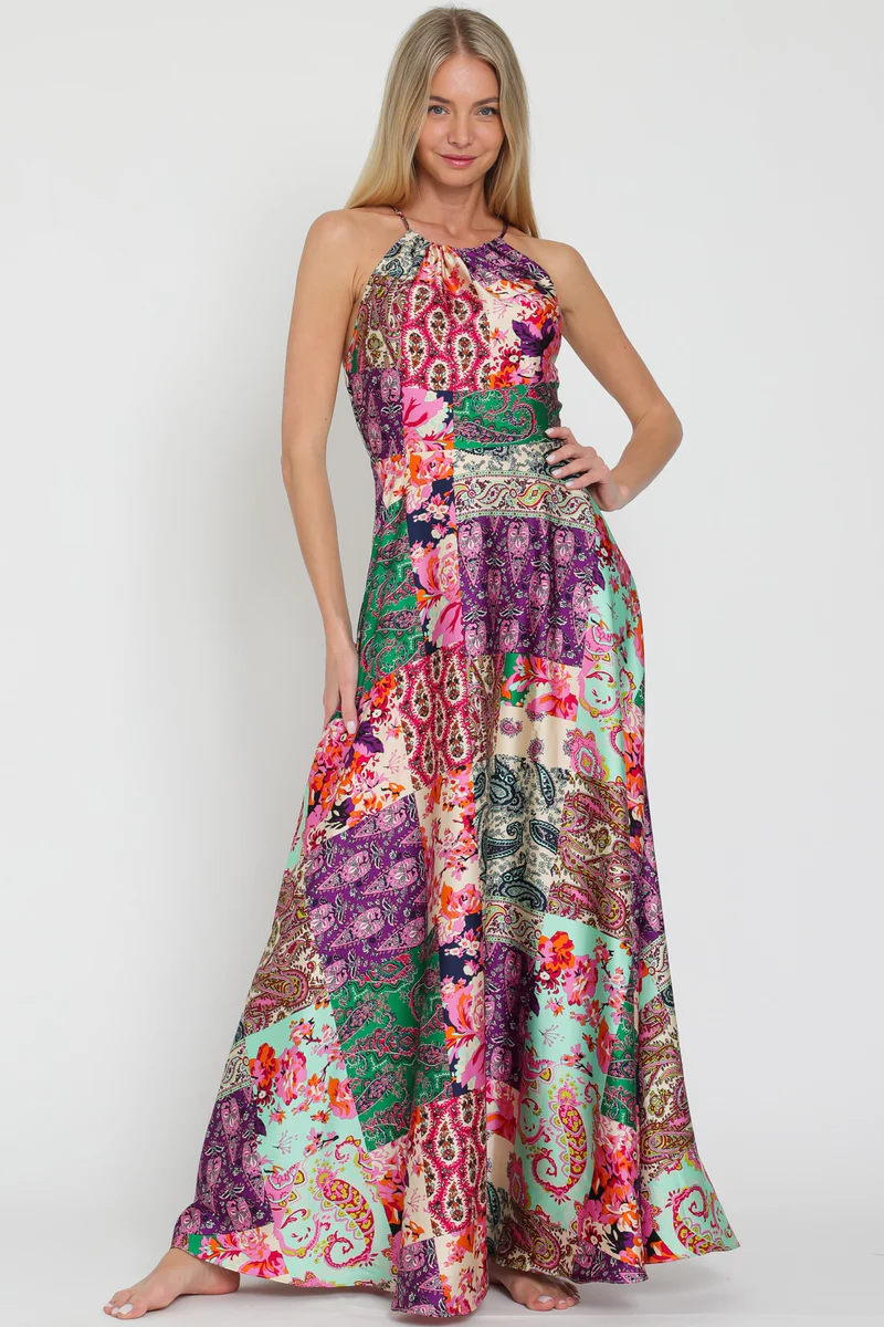 Linen-blend Printed Maxi Dress