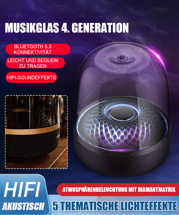 【Berlin Sound】Glas Bunte Licht Bluetooth Lautsprecher