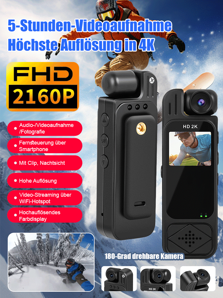 【Kleine Pocket-Kamera】📸 Tragbarer Recorder mit Bildschirm