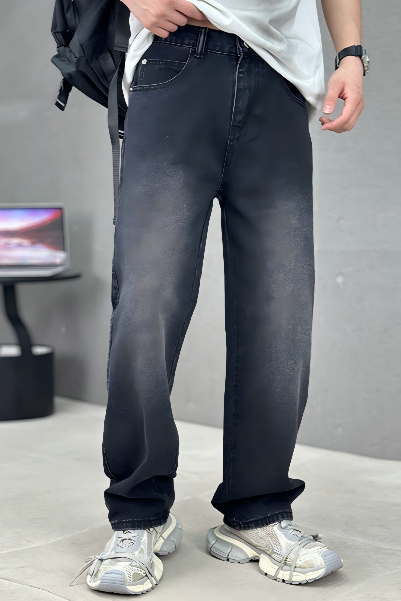 Men’s Plus Size Retro Loose Straight Denim Pants