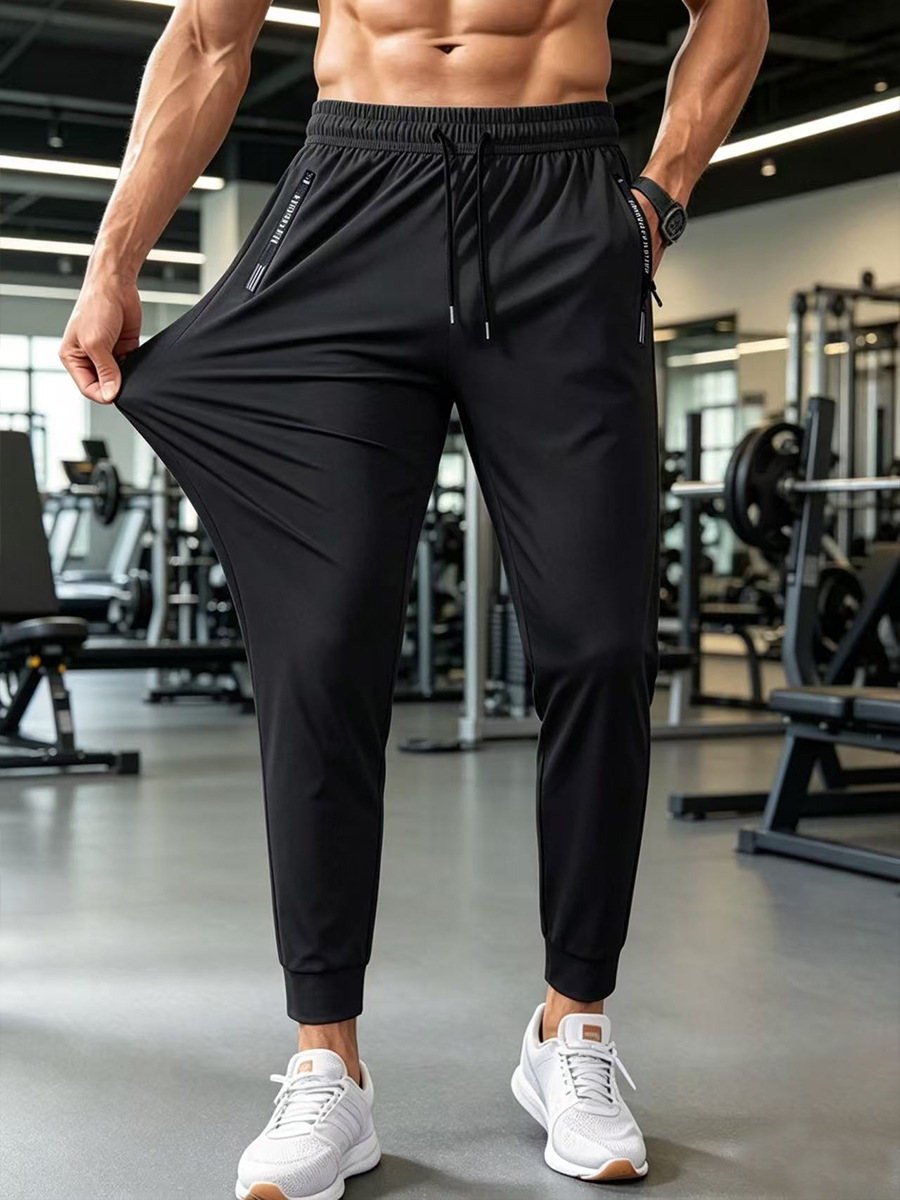 Men's Ice Silk Breathable Plus Size Casual Pants - Straight / Cuffed