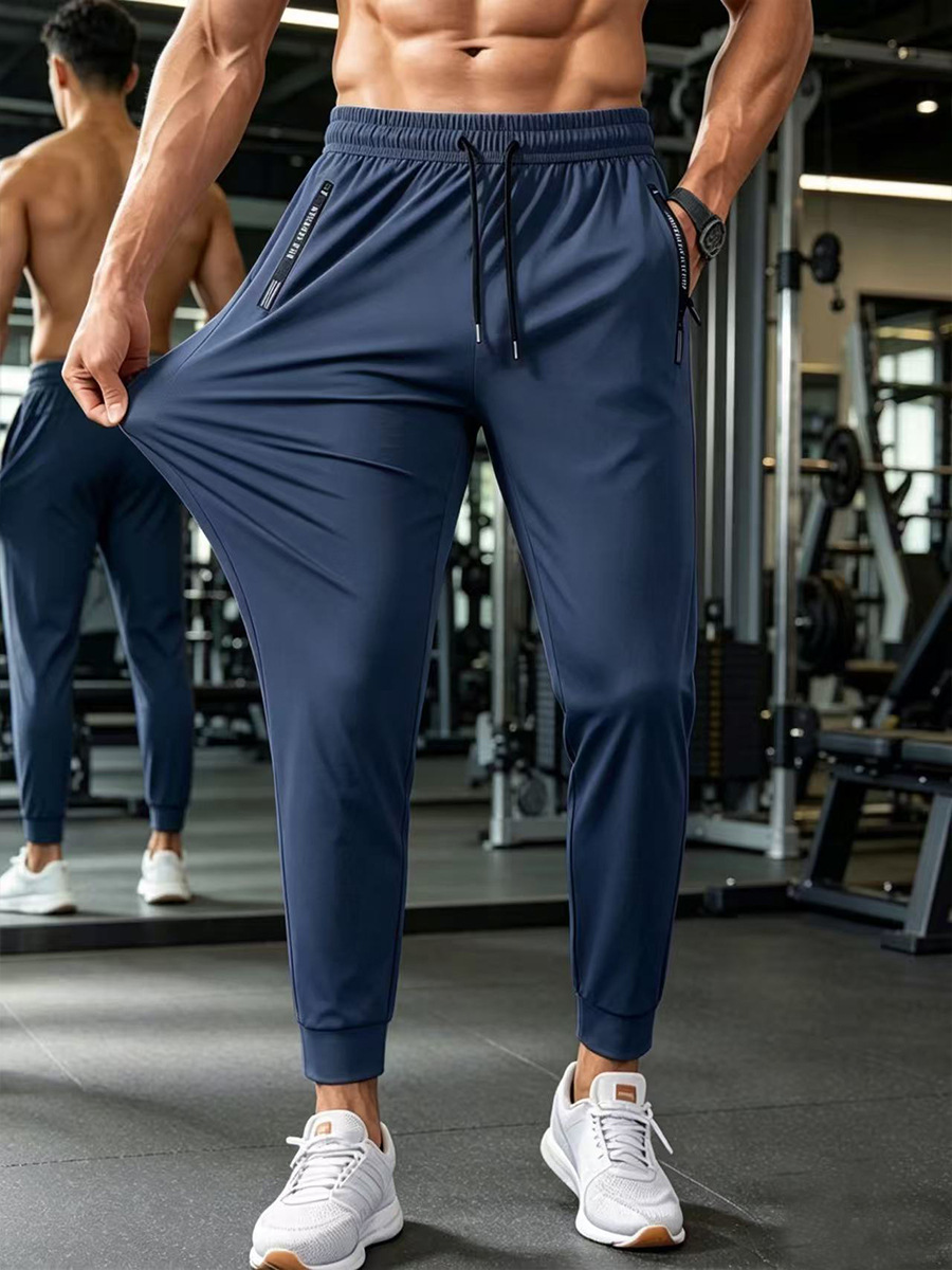 Men's Ice Silk Breathable Plus Size Casual Pants - Straight / Cuffed