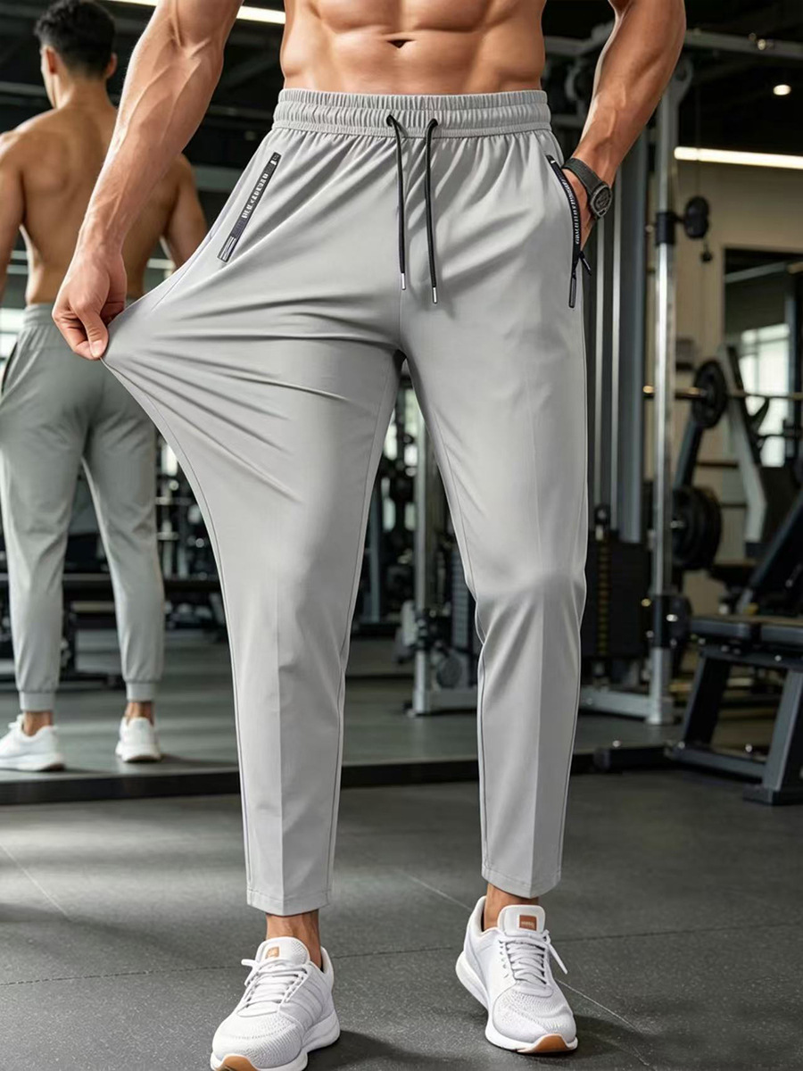 Men's Ice Silk Breathable Plus Size Casual Pants - Straight / Cuffed