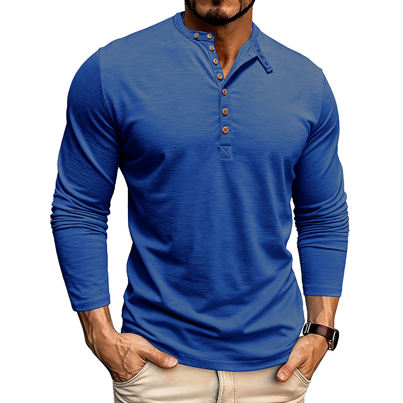 Men’s Autumn & Winter Henley Long Sleeve Polo Shirt