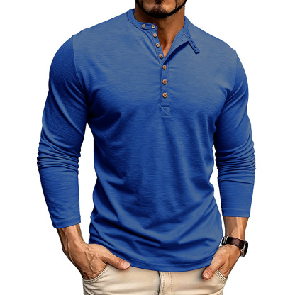 Men’s Autumn & Winter Henley Long Sleeve Polo Shirt