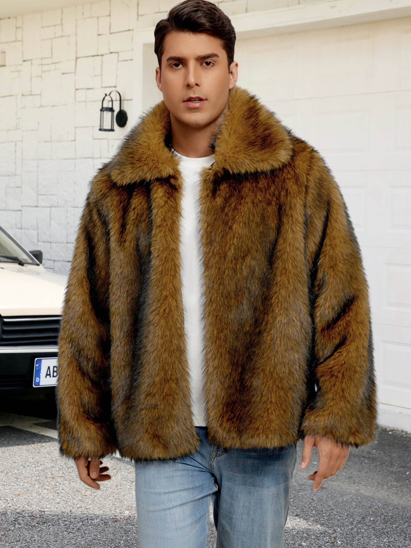 Must-Have Faux Fur Collar Coat for Trendy Men