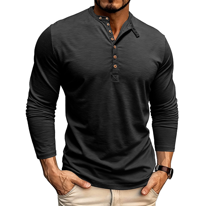 Men’s Autumn & Winter Henley Long Sleeve Polo Shirt