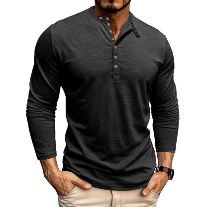 Men’s Autumn & Winter Henley Long Sleeve Polo Shirt