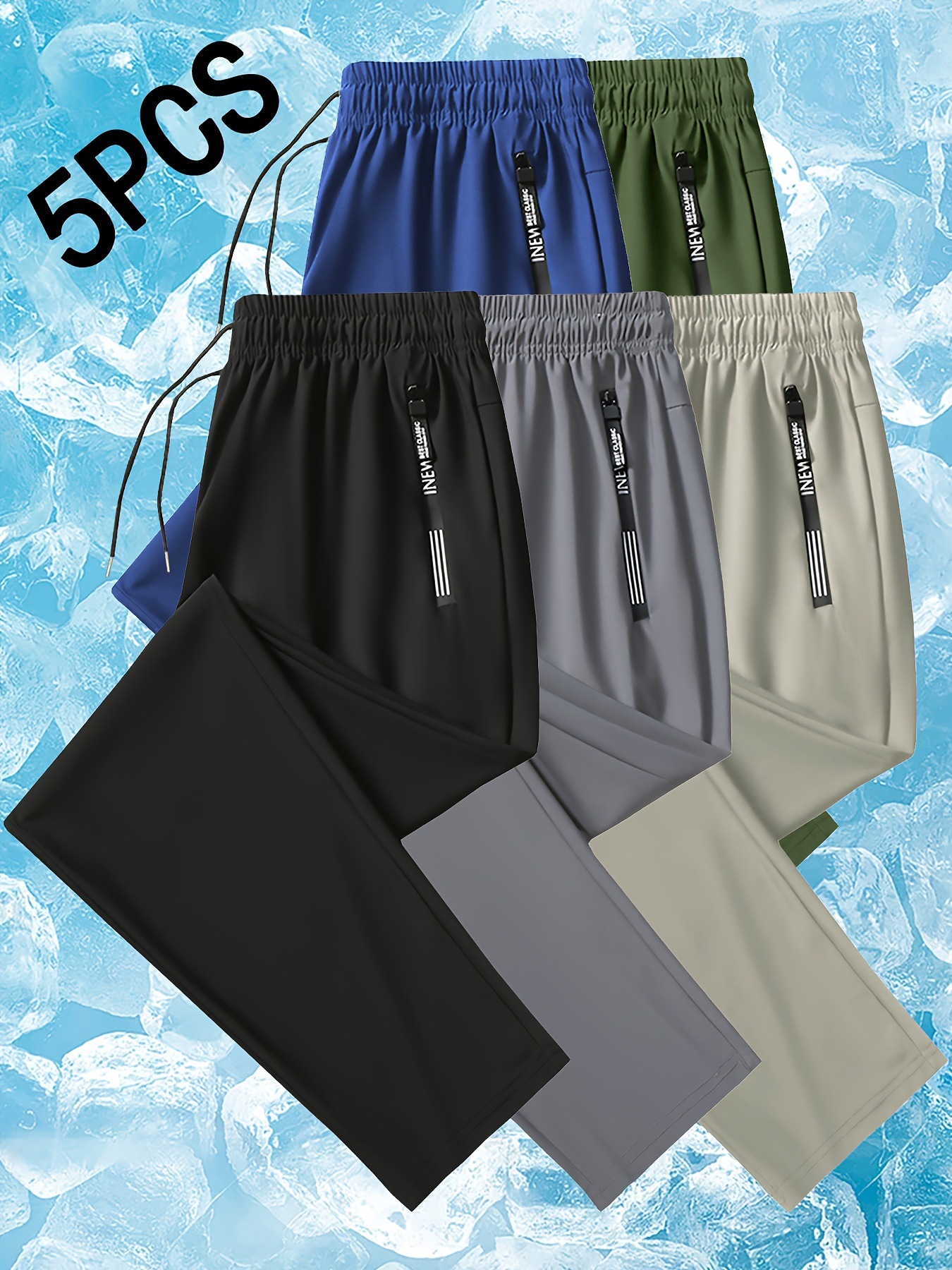 Men's Ice Silk Breathable Plus Size Casual Pants - Straight / Cuffed