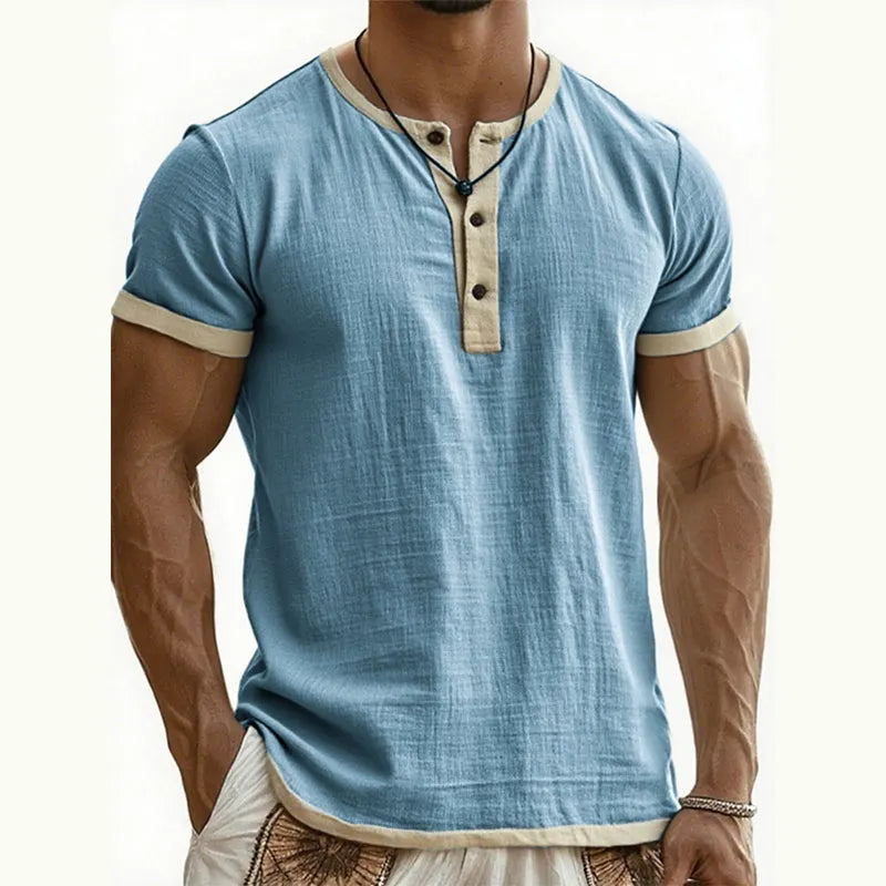 ⌛ Special Offer – Men's Breathable Short Sleeve Henley Shirt
