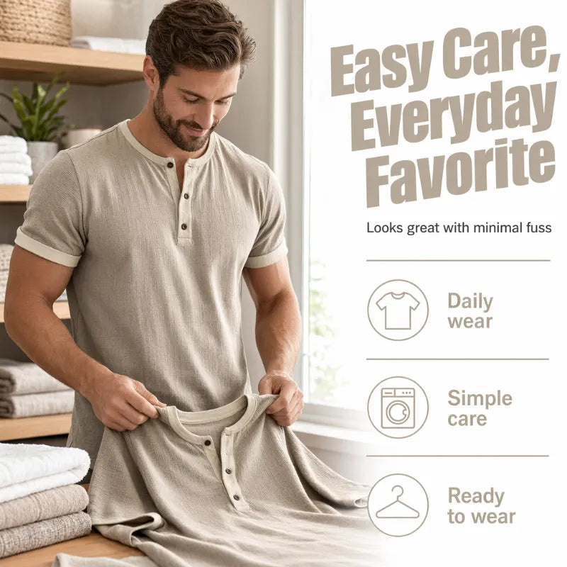 ⌛ Special Offer – Men's Breathable Short Sleeve Henley Shirt