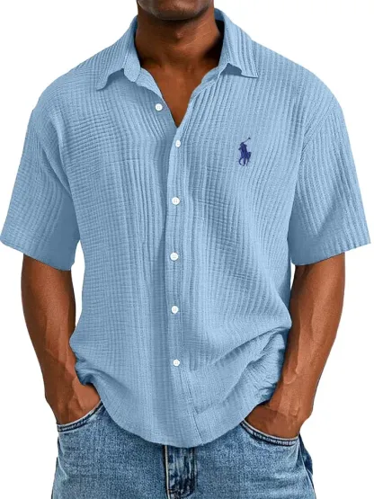 🔥Men's Casual Loose And Comfortable Textured Short-sleeved Shirt