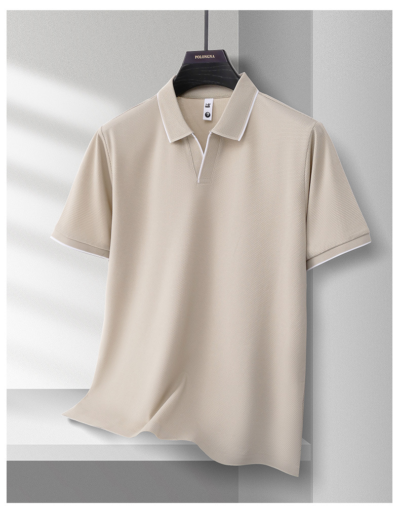 Men’s Seagull Collar Polo Shirt | Summer Waffle Knit Business Casual