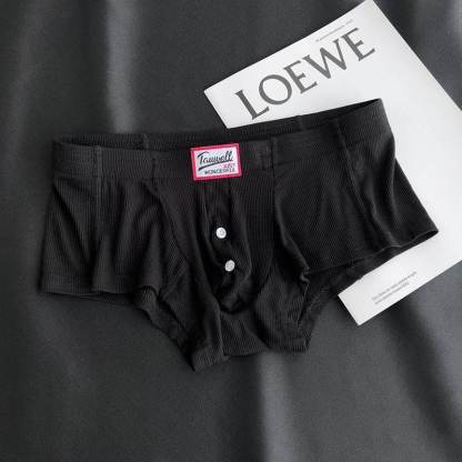 Men's Ribbed Boxer Briefs - Breathable Cotton Solid Color Underwear Set