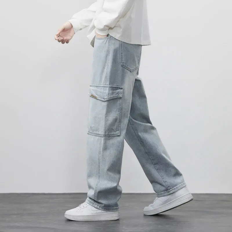 [Copy]Men's Regular Fit Patched Drawstring Waist Jeans