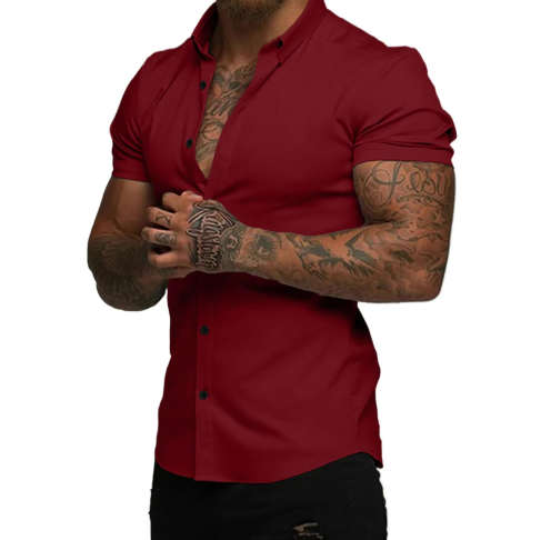 🔥 Men’s Slim Fit Stretch Short Sleeve Shirt – Stylish & Comfortable! 🔥