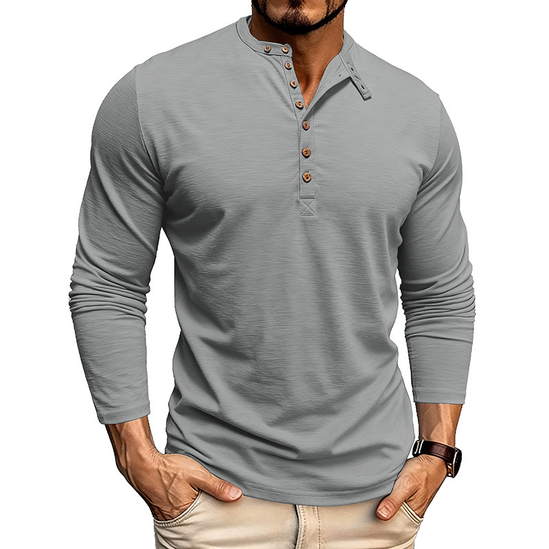 Men’s Autumn & Winter Henley Long Sleeve Polo Shirt