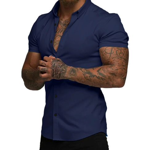 🔥 Men’s Slim Fit Stretch Short Sleeve Shirt – Stylish & Comfortable! 🔥