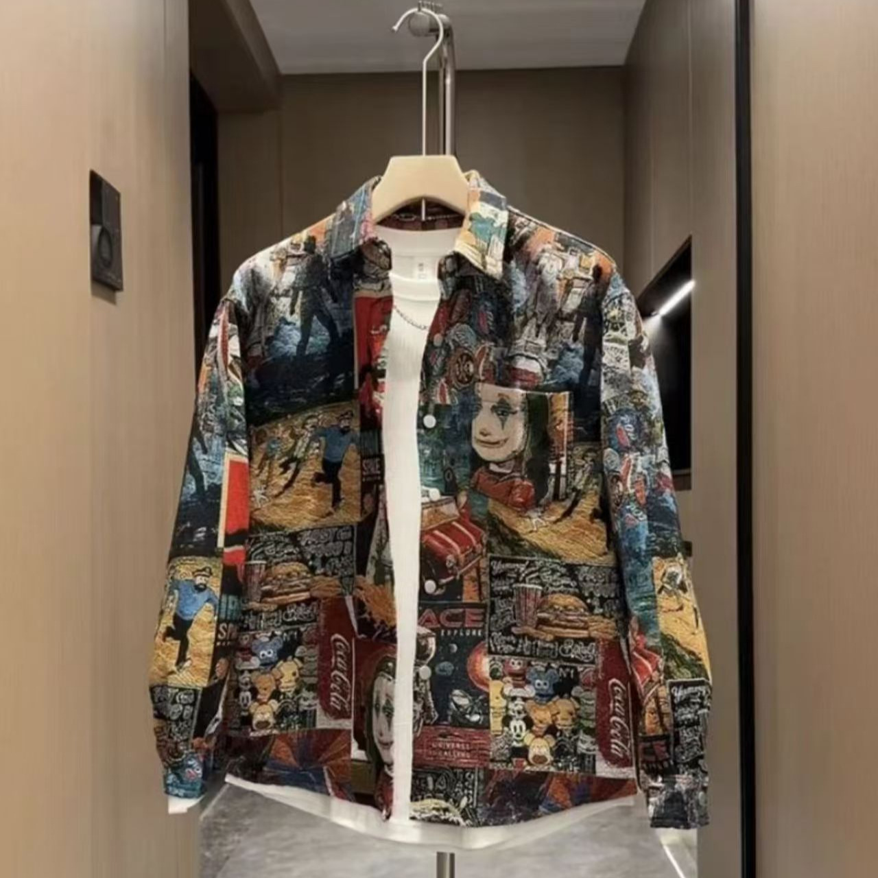 2026 Spring Floral Jacquard Cardigan – Loose Lapel Streetwear Casual Coat