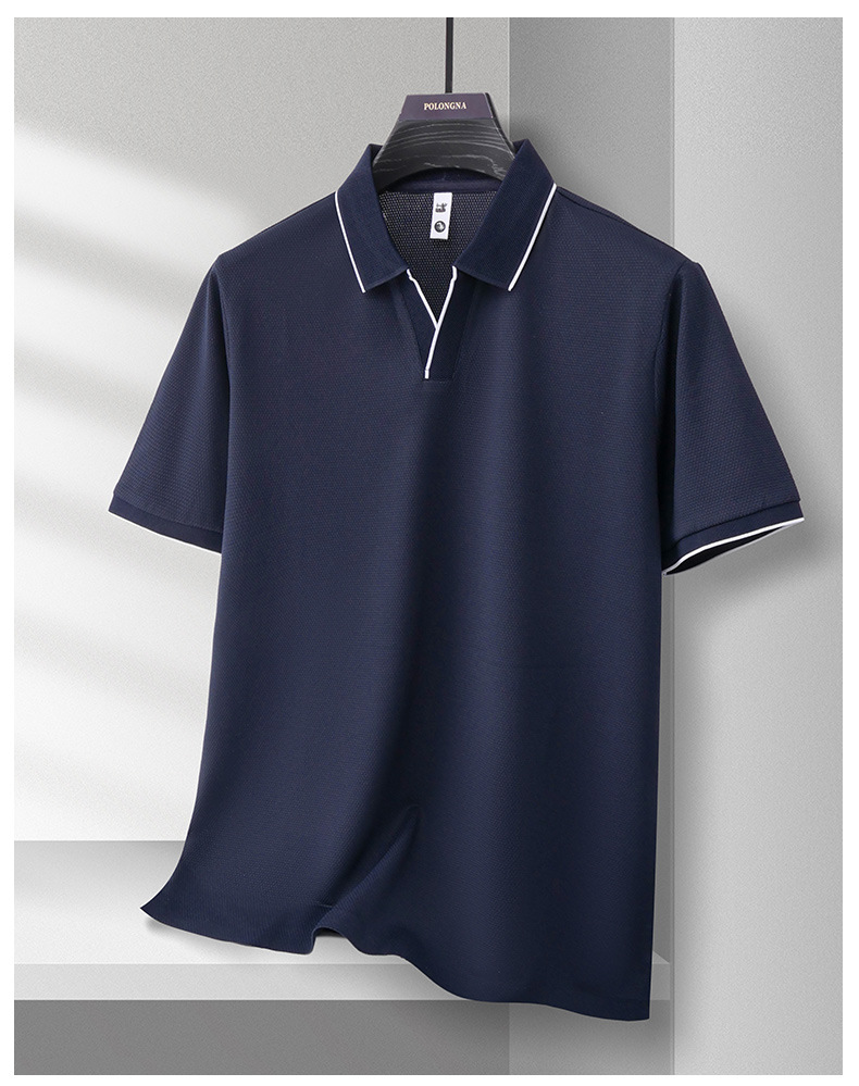 Men’s Seagull Collar Polo Shirt | Summer Waffle Knit Business Casual