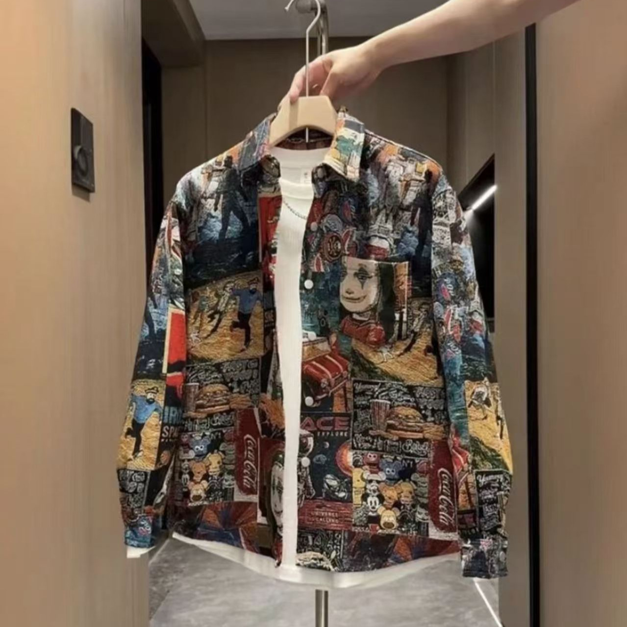 2026 Spring Floral Jacquard Cardigan – Loose Lapel Streetwear Casual Coat