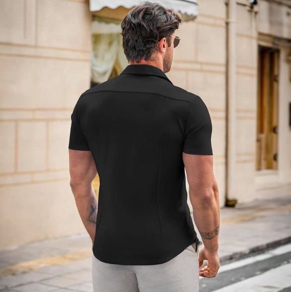 🔥 Men’s Slim Fit Stretch Short Sleeve Shirt – Stylish & Comfortable! 🔥