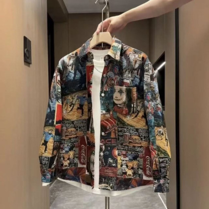 2026 Spring Floral Jacquard Cardigan – Loose Lapel Streetwear Casual Coat