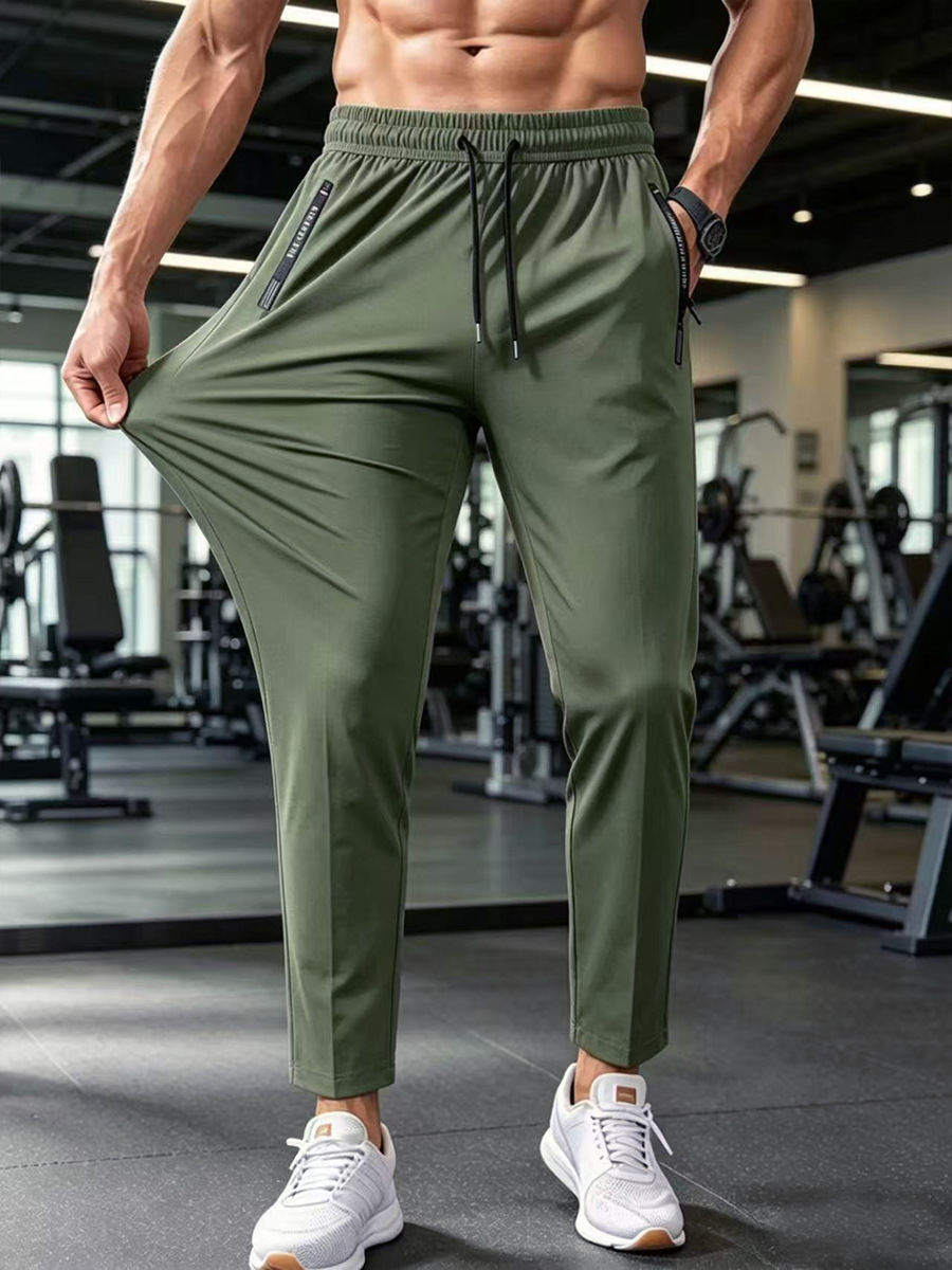 Men's Ice Silk Breathable Plus Size Casual Pants - Straight / Cuffed