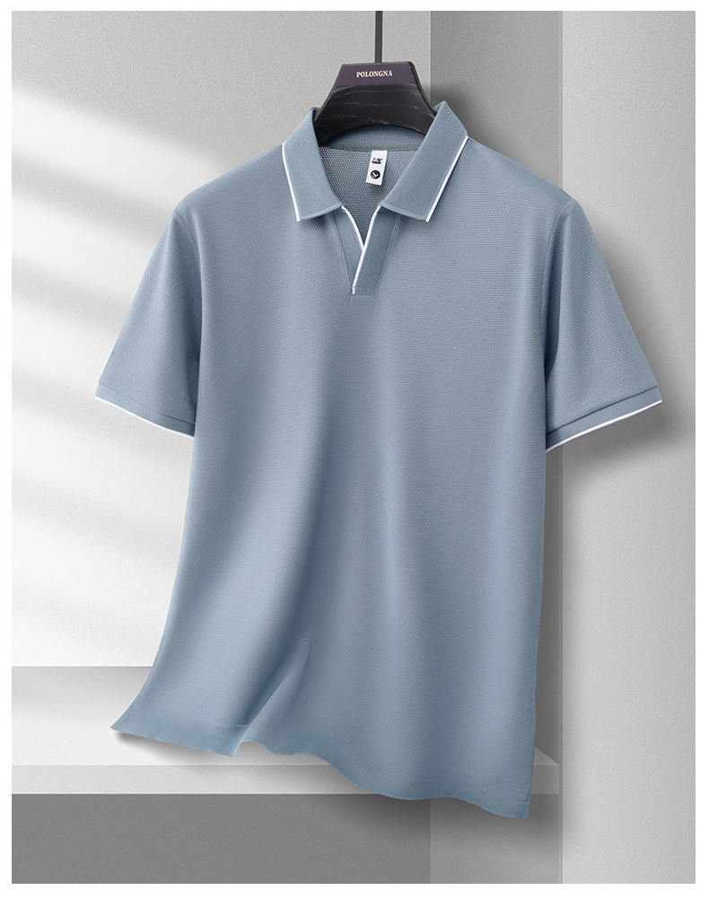 Men’s Seagull Collar Polo Shirt | Summer Waffle Knit Business Casual
