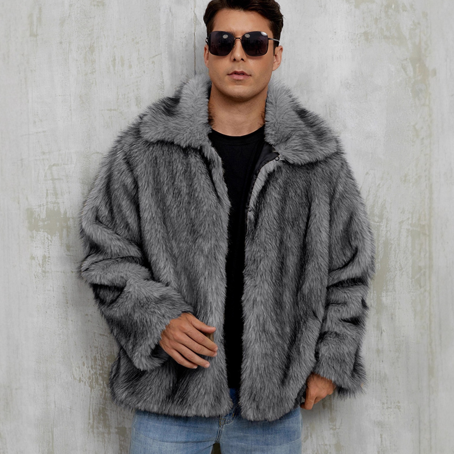 Must-Have Faux Fur Collar Coat for Trendy Men