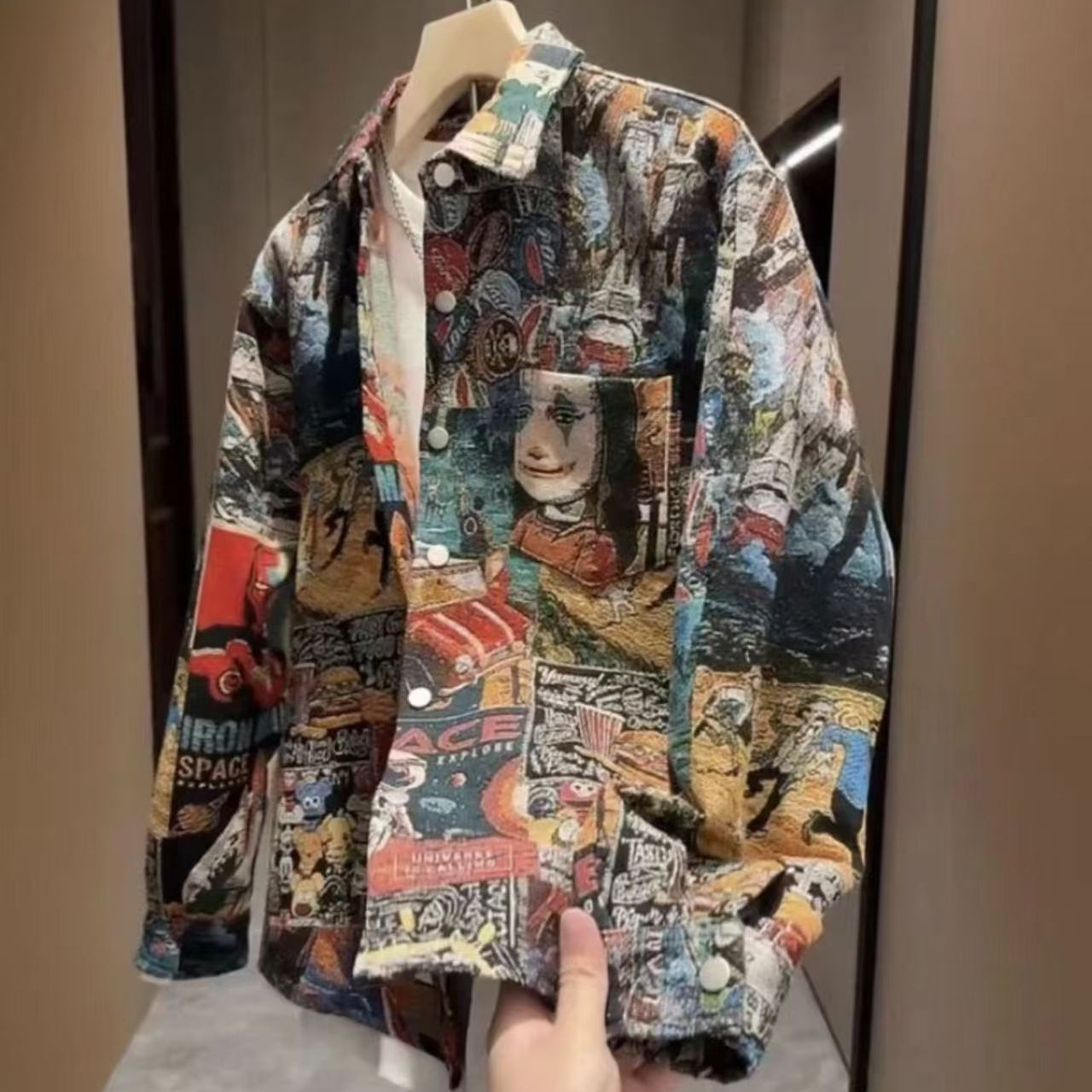 2026 Spring Floral Jacquard Cardigan – Loose Lapel Streetwear Casual Coat