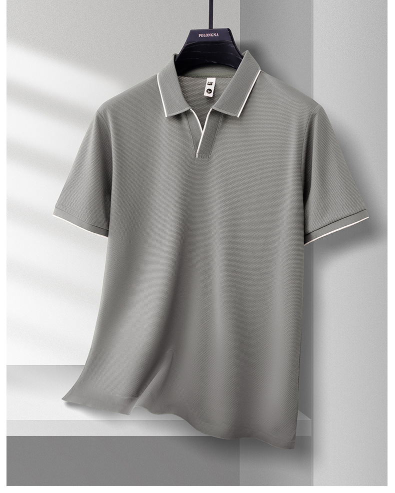 Men’s Seagull Collar Polo Shirt | Summer Waffle Knit Business Casual