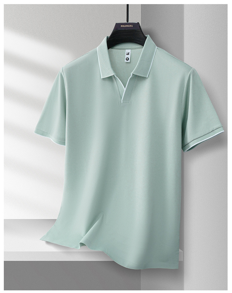 Men’s Seagull Collar Polo Shirt | Summer Waffle Knit Business Casual