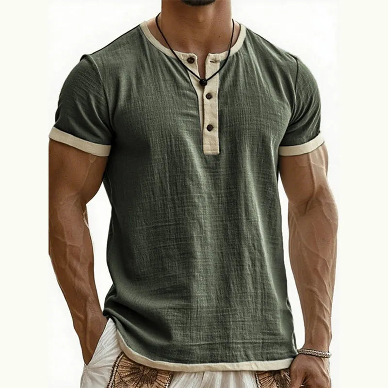 ⌛ Special Offer – Men's Breathable Short Sleeve Henley Shirt