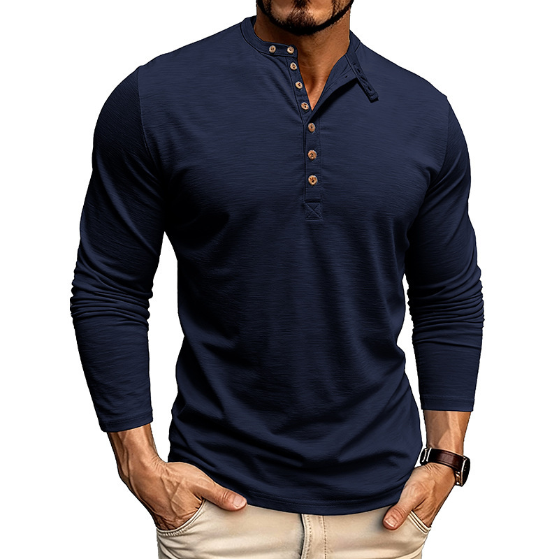 Men’s Autumn & Winter Henley Long Sleeve Polo Shirt