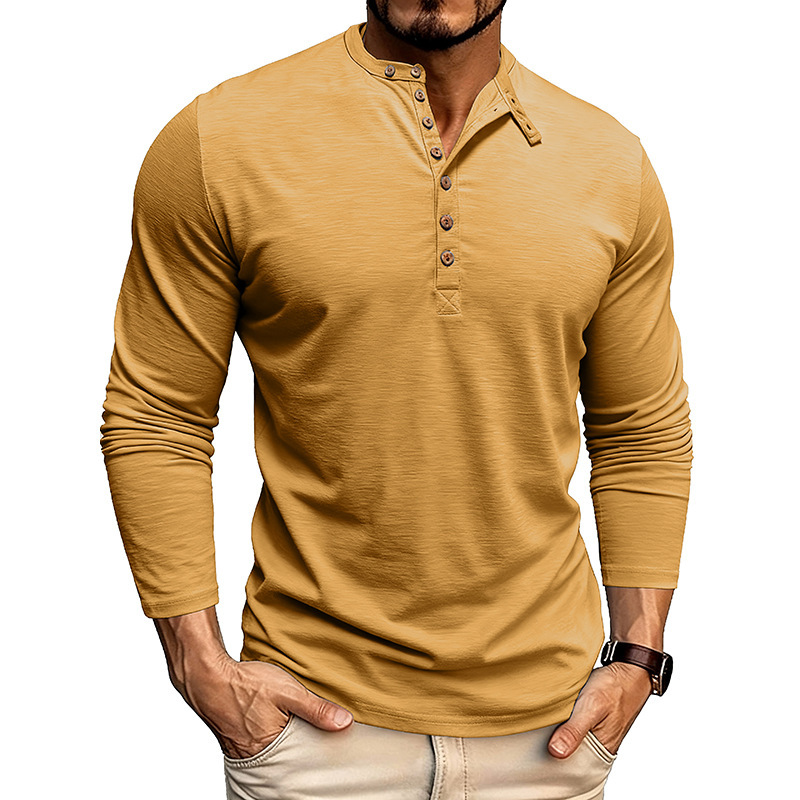 Men’s Autumn & Winter Henley Long Sleeve Polo Shirt