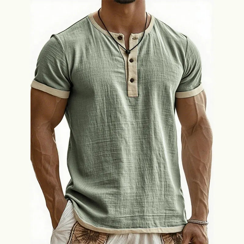 ⌛ Special Offer – Men's Breathable Short Sleeve Henley Shirt