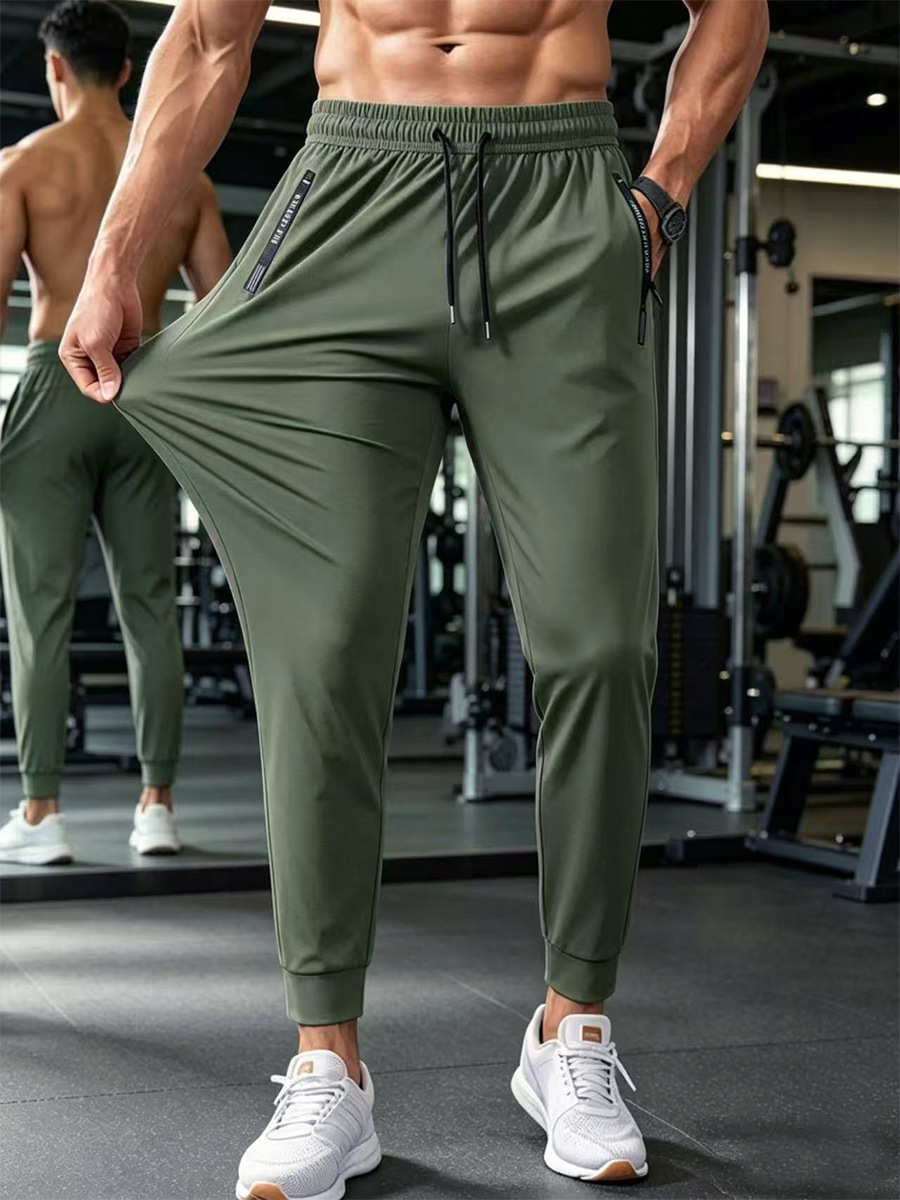 Men's Ice Silk Breathable Plus Size Casual Pants - Straight / Cuffed