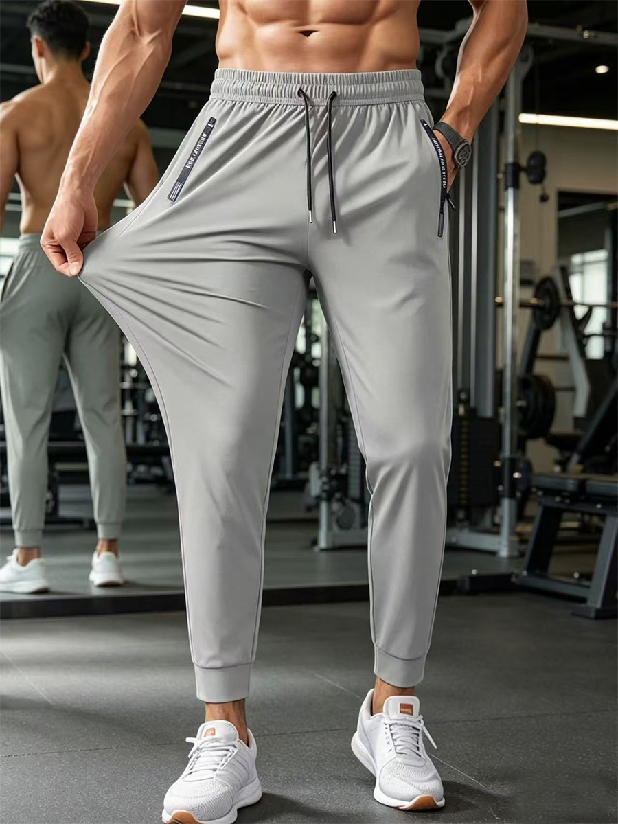 Men's Ice Silk Breathable Plus Size Casual Pants - Straight / Cuffed