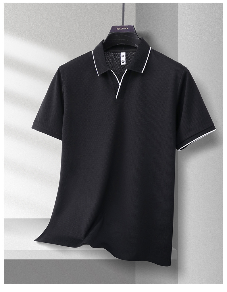 Men’s Seagull Collar Polo Shirt | Summer Waffle Knit Business Casual