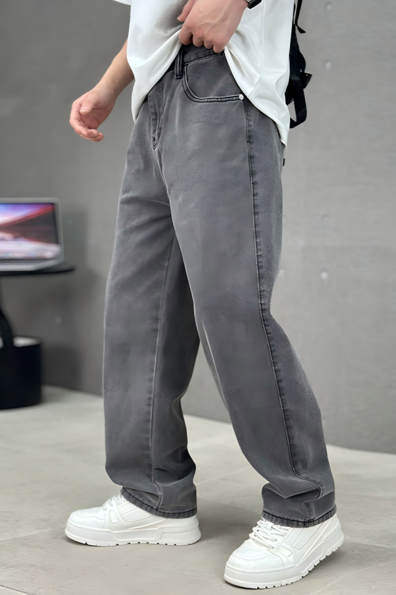 Men’s Plus Size Retro Loose Straight Denim Pants