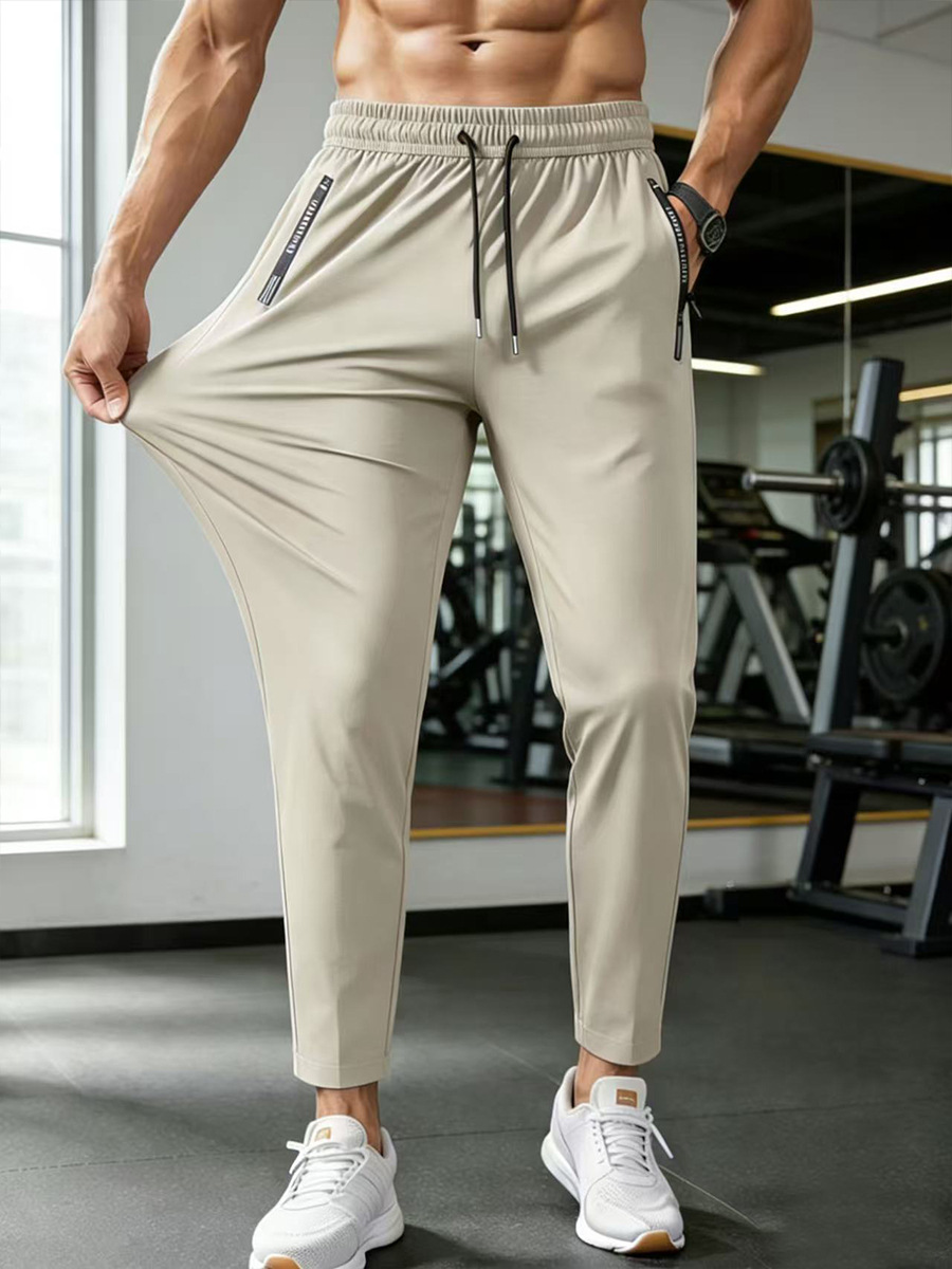 Men's Ice Silk Breathable Plus Size Casual Pants - Straight / Cuffed
