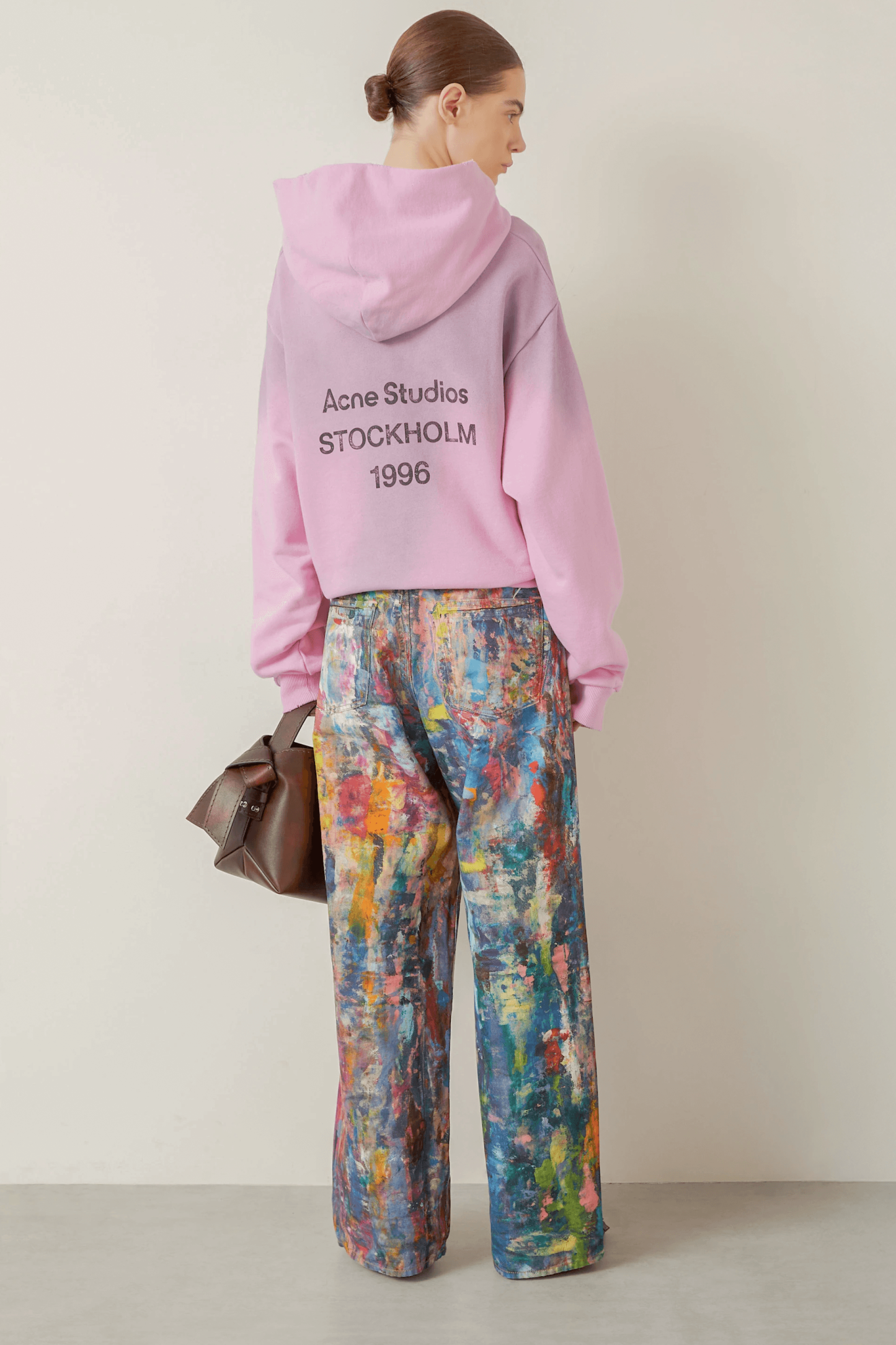 Unisex Colorblock Denim - Oil Painting Effect Relaxed Fit Pants