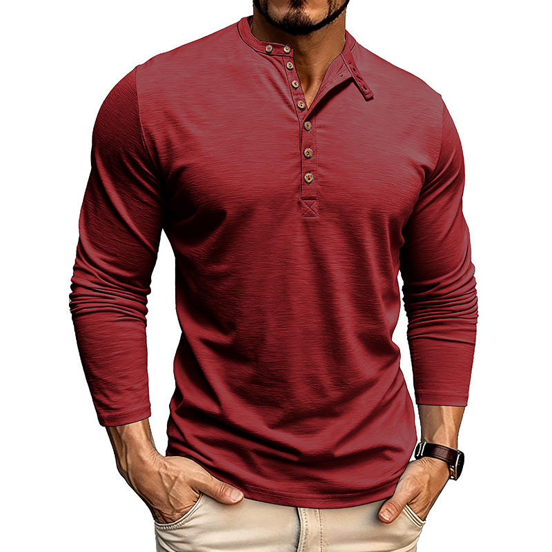 Men’s Autumn & Winter Henley Long Sleeve Polo Shirt