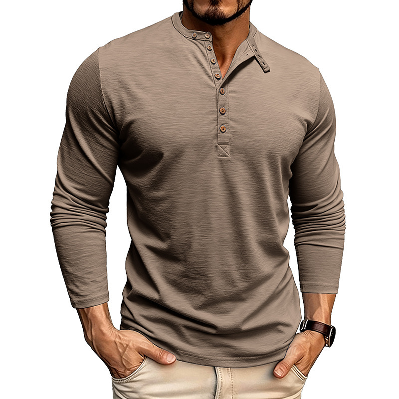 Men’s Autumn & Winter Henley Long Sleeve Polo Shirt